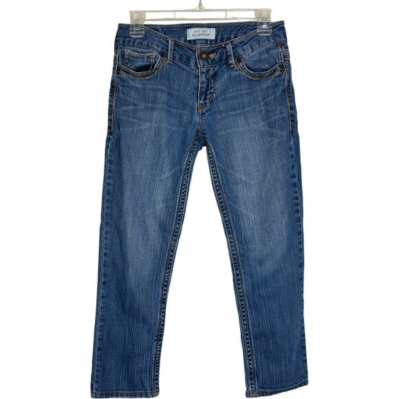 Aeropostale Womens Jeans Size 3/4 Blue Straight Leg Mid Rise Stretch Denim - Picture 1 of 12